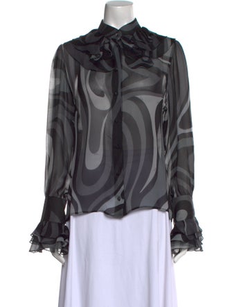 Emilio Pucci Printed Mock Neck Blouse