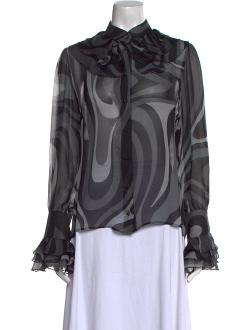 Emilio Pucci Printed Mock Neck Blouse