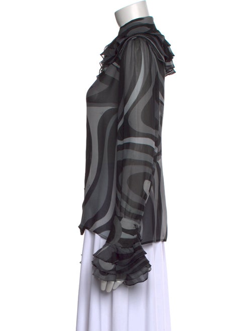 Emilio Pucci Printed Mock Neck Blouse