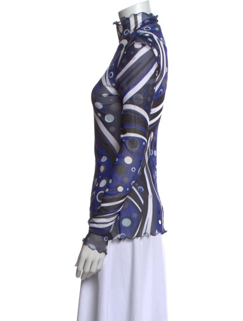 Emilio Pucci Polka Dot Print Mock Neck Blouse