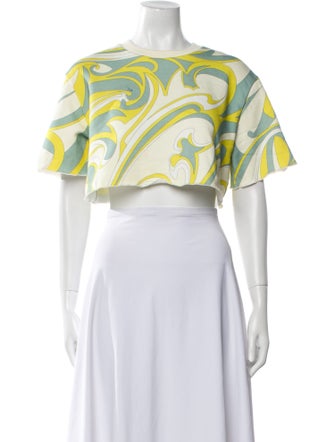 Emilio Pucci Printed Scoop Neck Crop Top