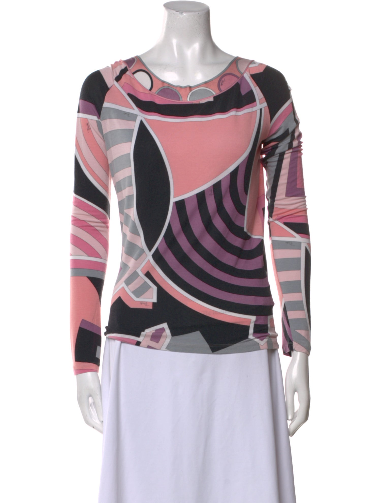 Emilio Pucci Printed Bateau Neckline Top