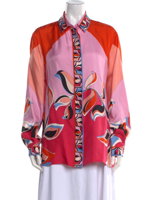Emilio Pucci Silk Printed Button-Up Top