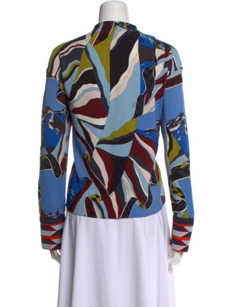Emilio Pucci Printed Mock Neck Button-Up Top