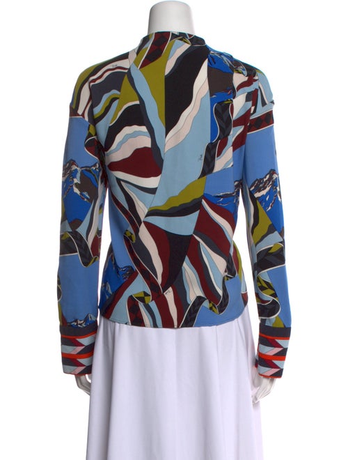 Emilio Pucci Printed Mock Neck Button-Up Top
