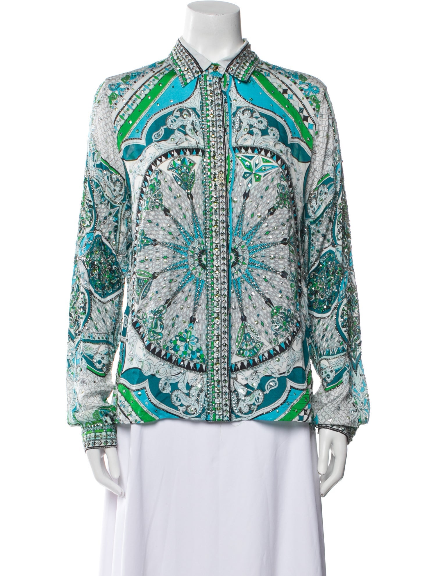 Emilio Pucci Silk Paisley Print Button-Up Top
