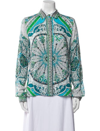 Emilio Pucci Silk Paisley Print Button-Up Top