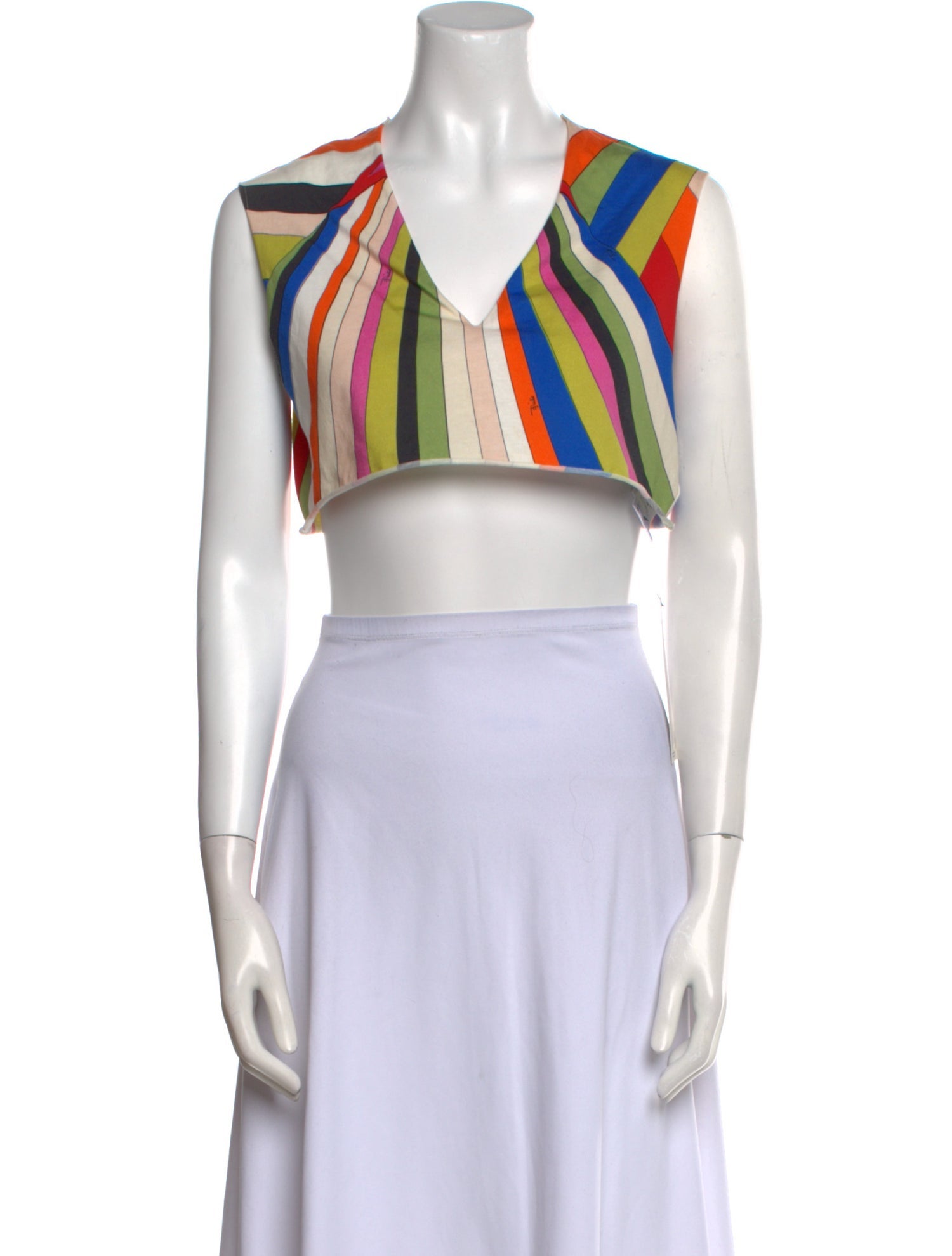 Emilio Pucci Striped V-Neck Crop Top