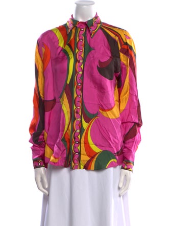 Emilio Pucci Silk Printed Button-Up Top