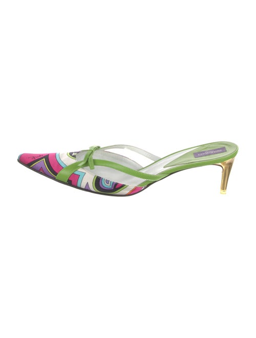 Emilio Pucci Satin Floral Print Mules