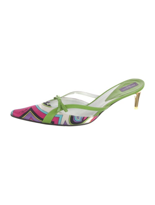 Emilio Pucci Satin Floral Print Mules