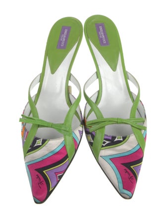 Emilio Pucci Satin Floral Print Mules