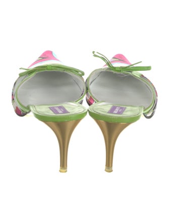 Emilio Pucci Satin Floral Print Mules