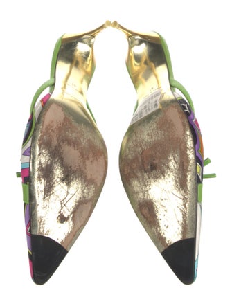 Emilio Pucci Satin Floral Print Mules