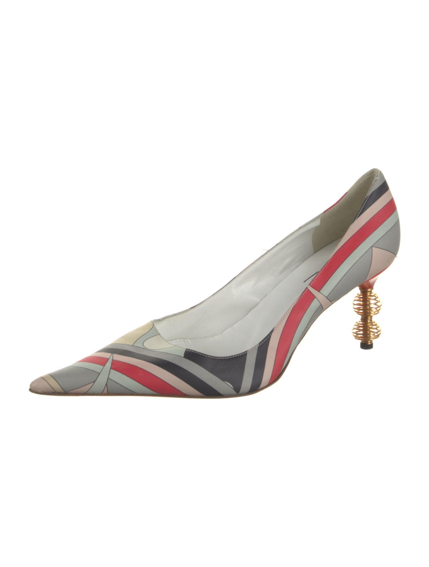 Emilio Pucci Leather Colorblock Pattern Pumps