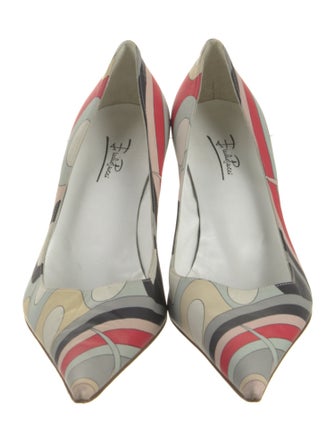 Emilio Pucci Leather Colorblock Pattern Pumps