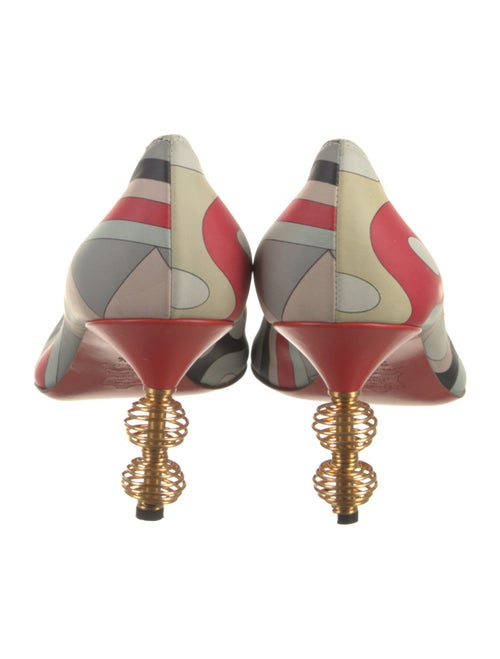 Emilio Pucci Leather Colorblock Pattern Pumps