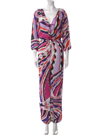 Emilio Pucci Printed V-Neck Jumpsuit