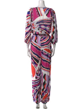 Emilio Pucci Printed V-Neck Jumpsuit