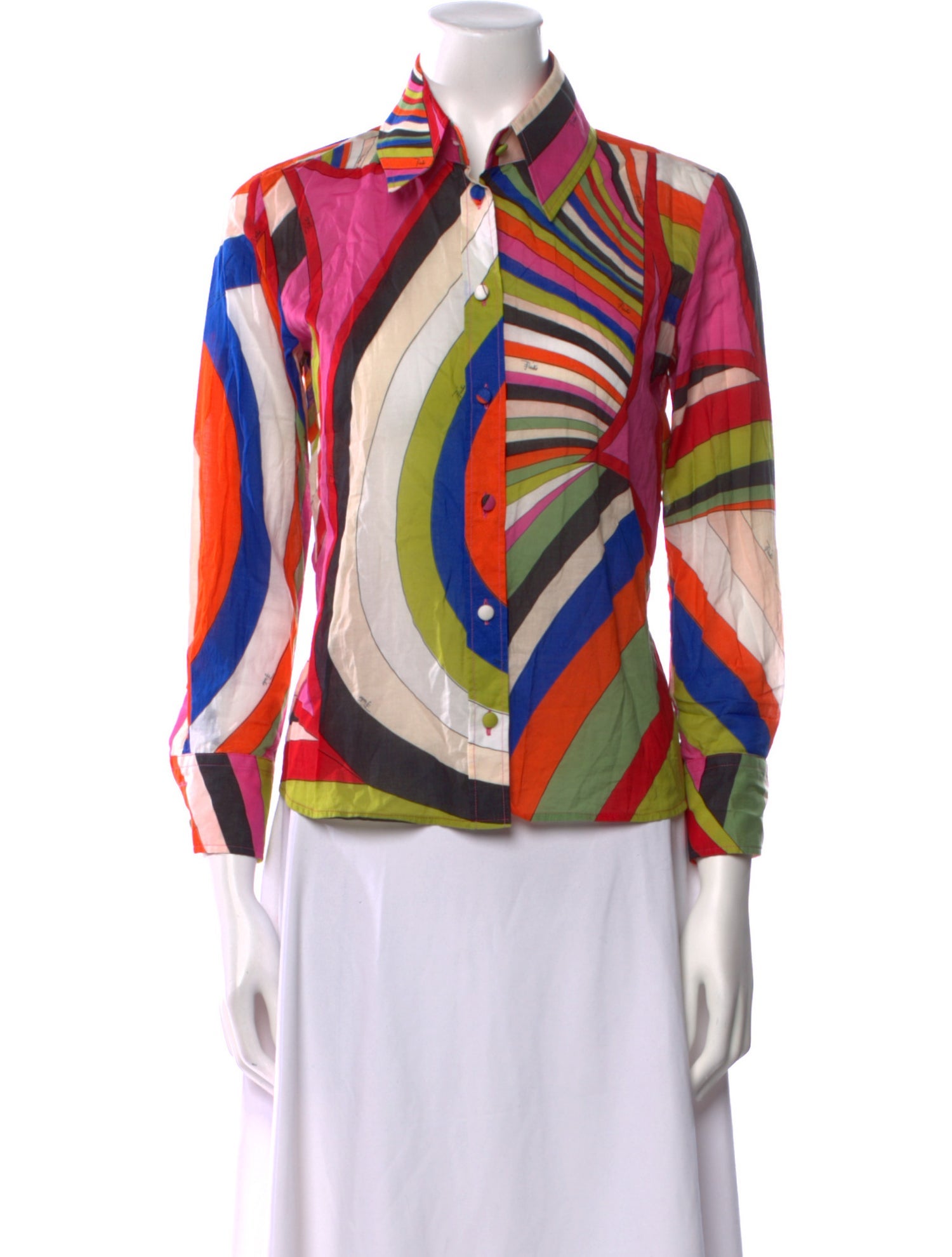 Emilio Pucci Printed Long Sleeve Button-Up Top