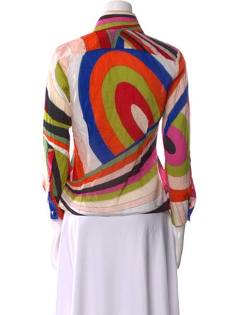 Emilio Pucci Printed Long Sleeve Button-Up Top