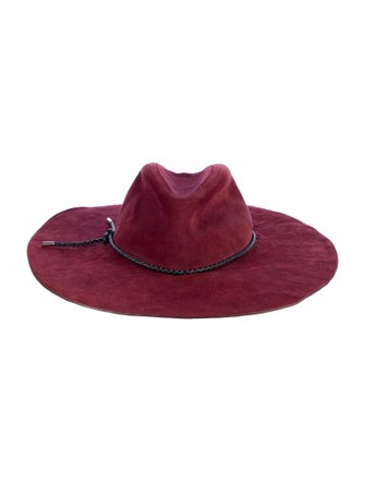 Emilio Pucci Suede Wide Brim Leather Braided Trim Cowboy Hat