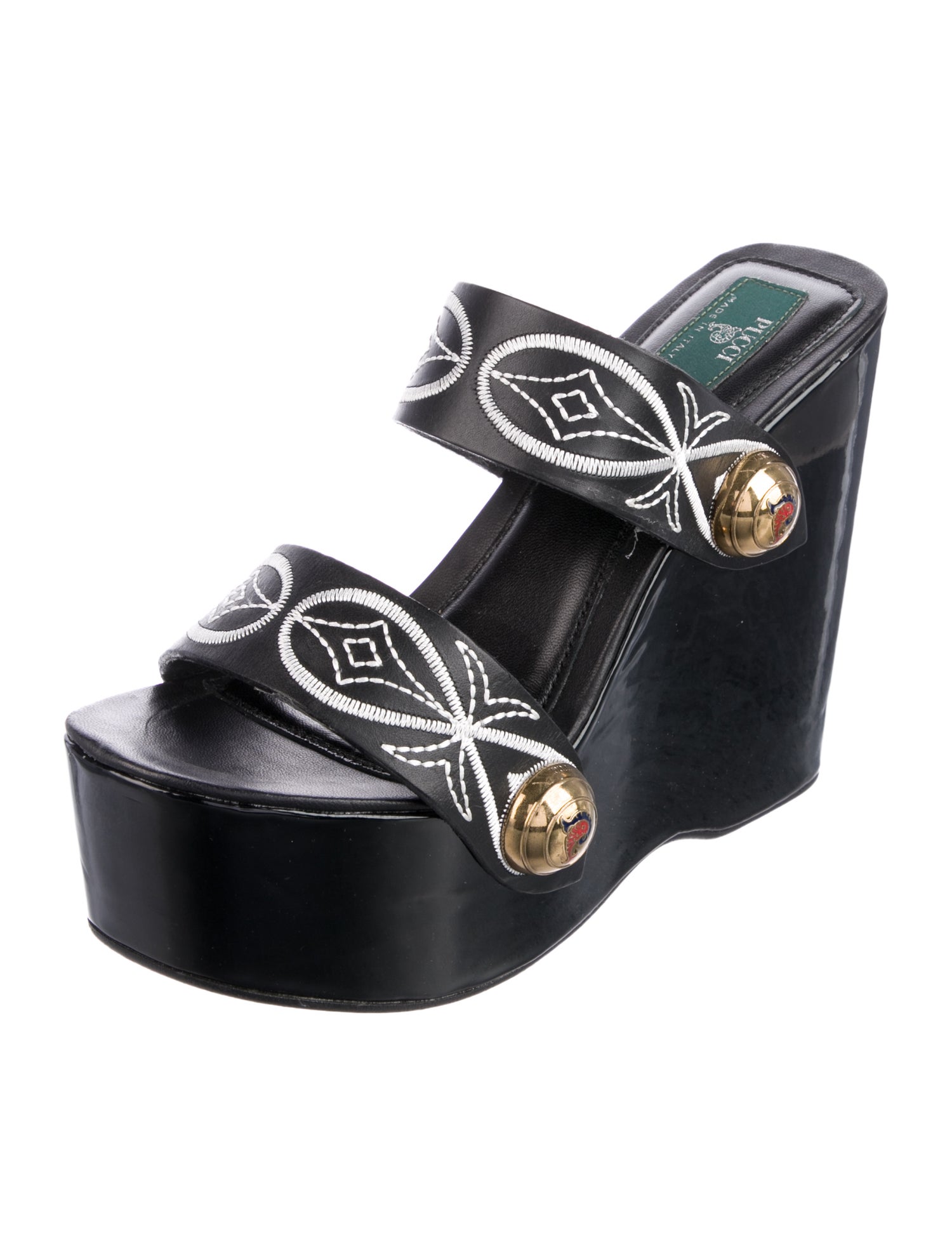 Emilio Pucci Patent Leather Printed Slides