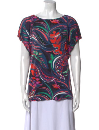 Emilio Pucci Printed Bateau Neckline T-Shirt