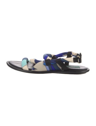 Emilio Pucci Leather Printed Slingback Sandals