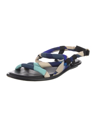 Emilio Pucci Leather Printed Slingback Sandals