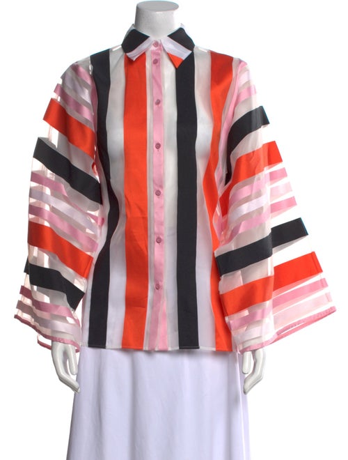 Emilio Pucci Striped Long Sleeve Button-Up Top