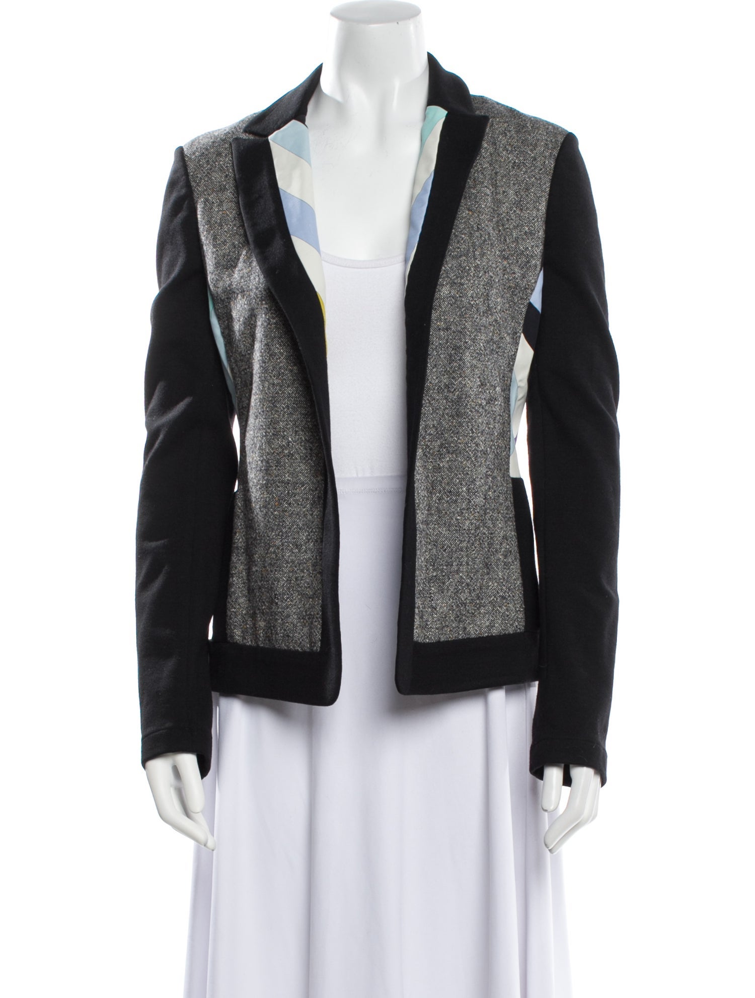 Emilio Pucci Virgin Wool Colorblock Pattern Evening Jacket