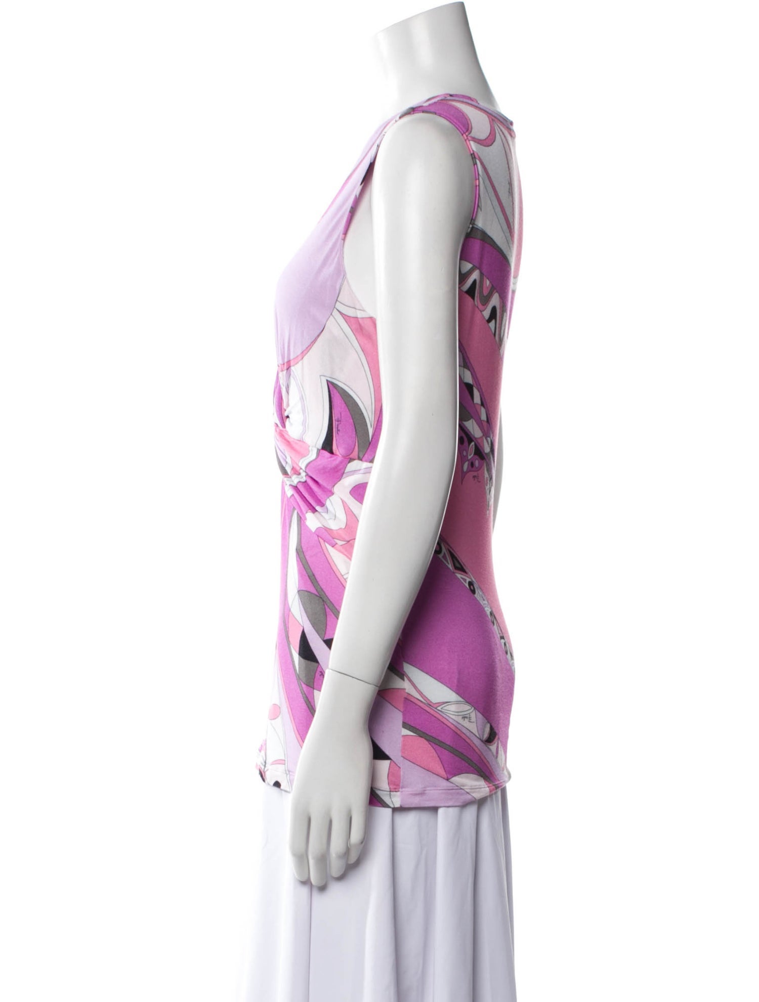 Emilio Pucci Printed Plunge Neckline Blouse