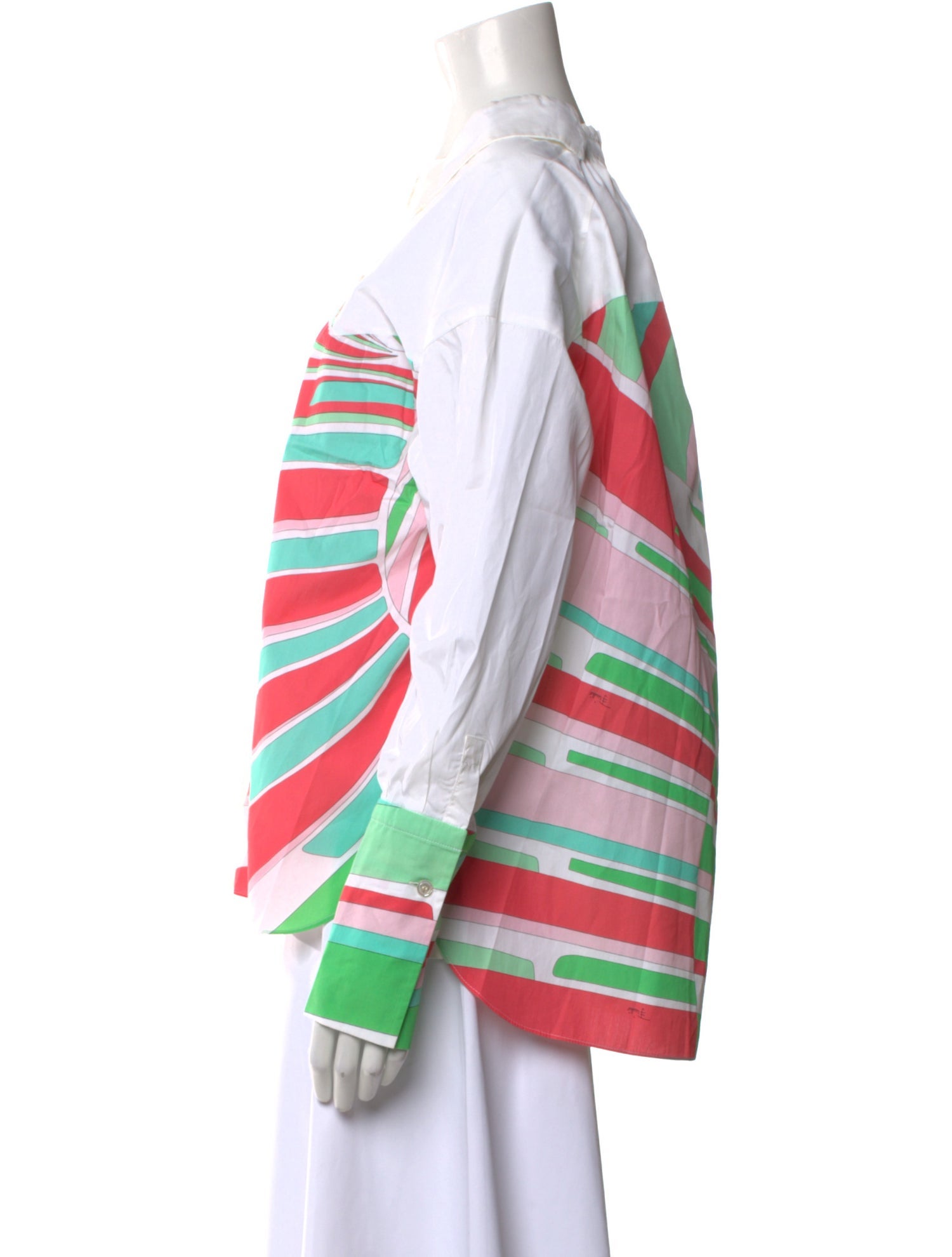 Emilio Pucci Striped Long Sleeve Button-Up Top