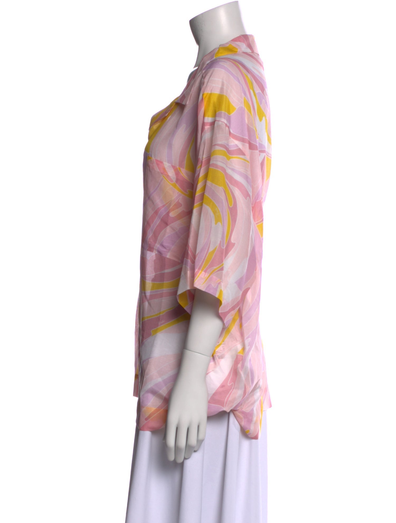 Emilio Pucci Printed Three-Quarter Sleeve Button-Up Top w/ Tags