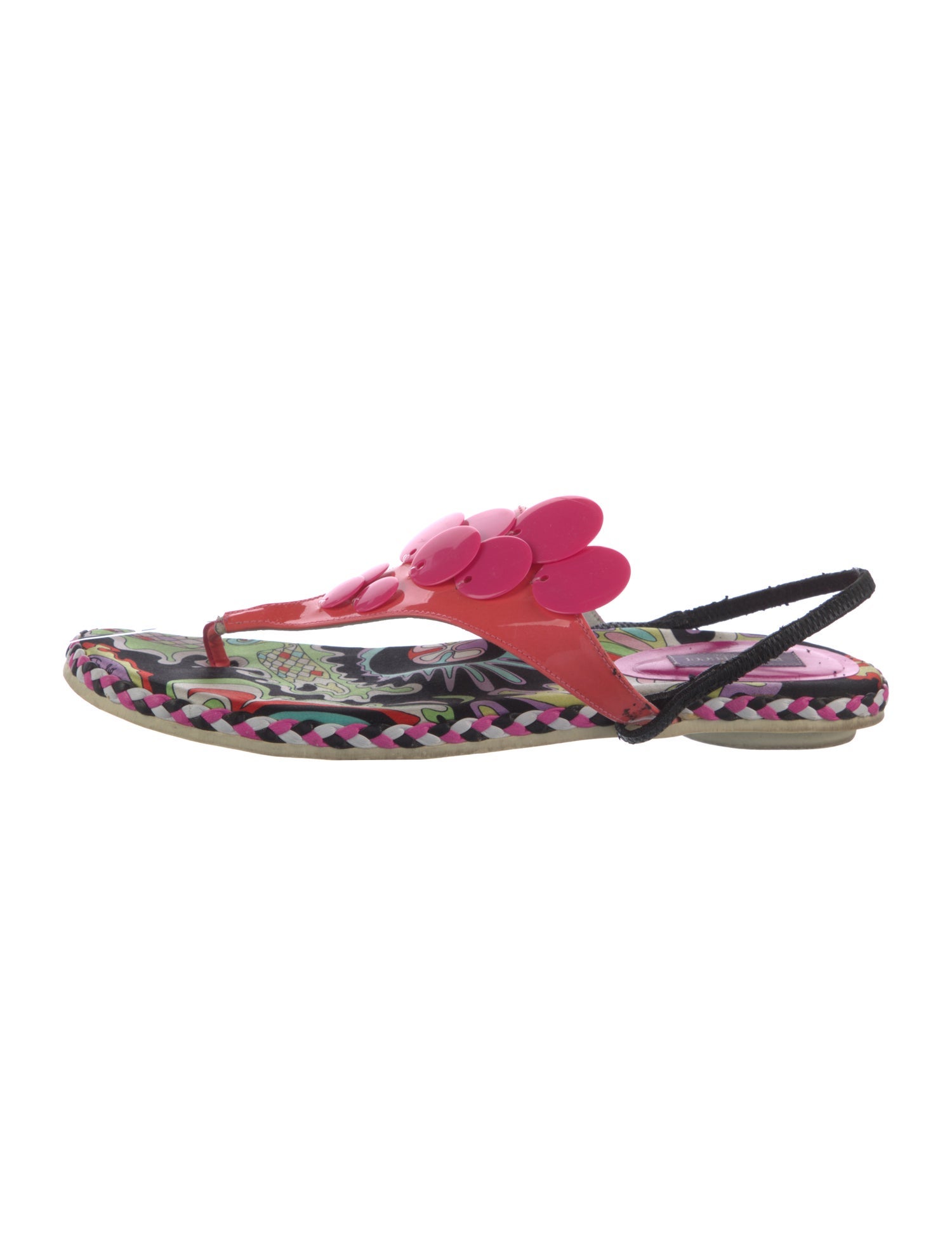 Emilio Pucci Leather Printed Slingback Sandals