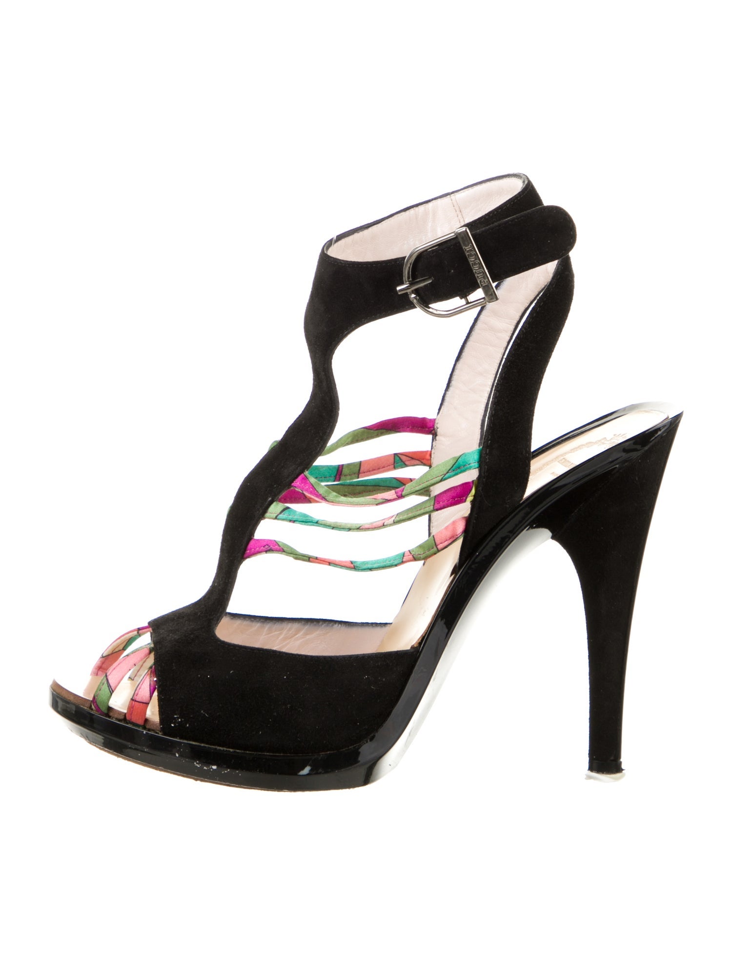 Emilio Pucci Suede T-Strap Sandals