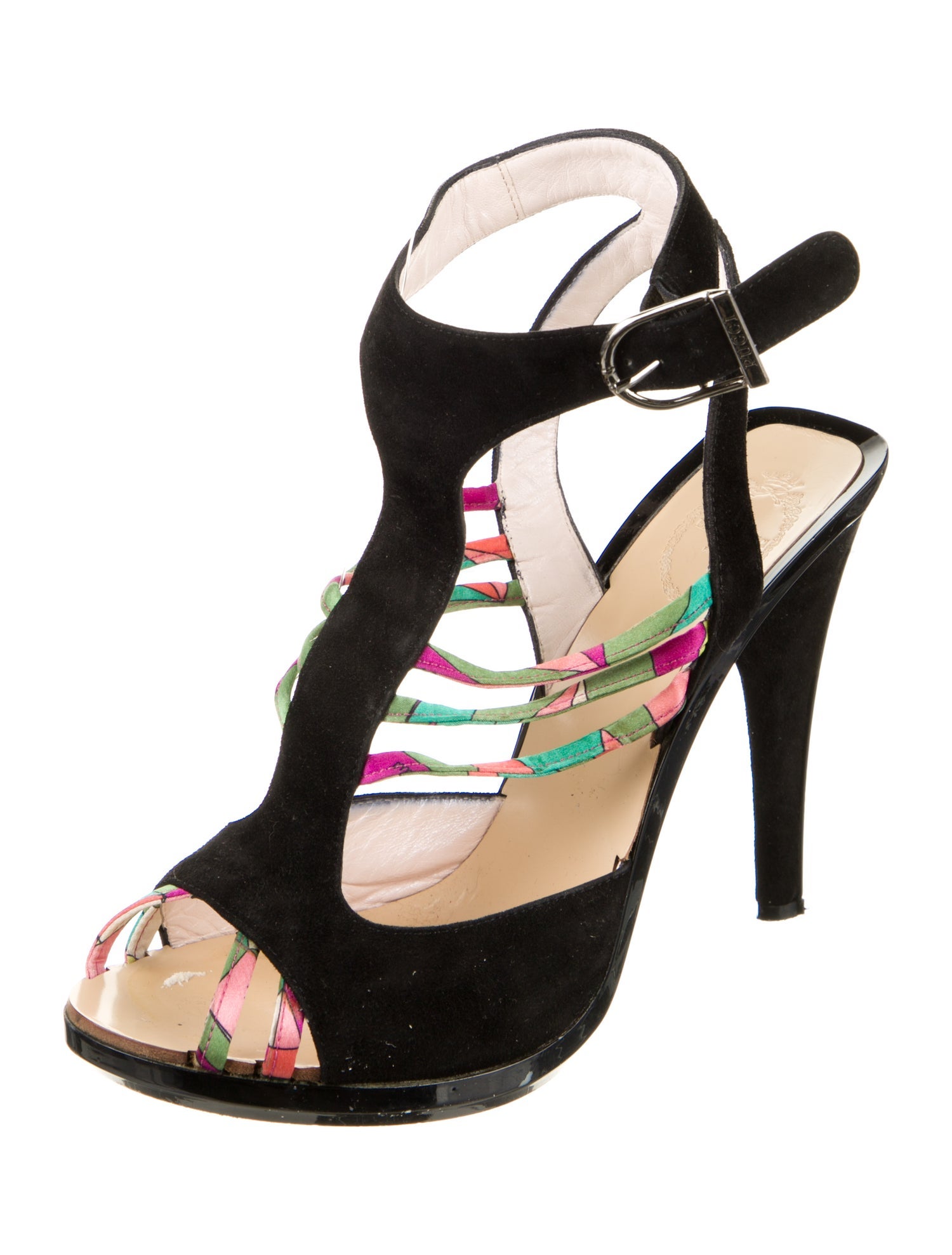 Emilio Pucci Suede T-Strap Sandals