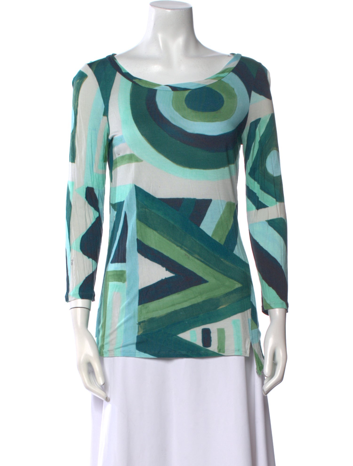 Emilio Pucci Printed Bateau Neckline Blouse