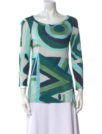 Emilio Pucci Printed Bateau Neckline Blouse