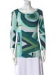 Emilio Pucci Printed Bateau Neckline Blouse