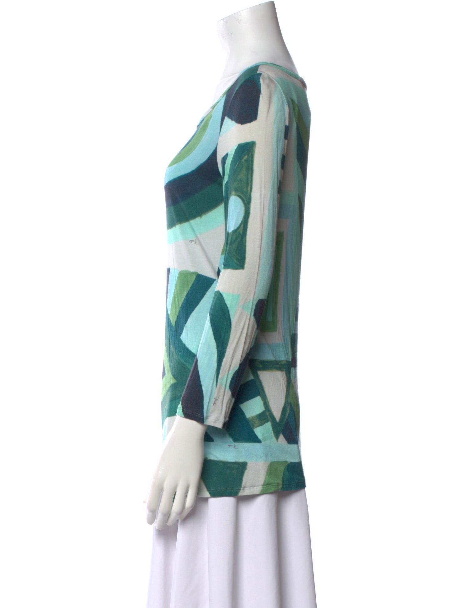 Emilio Pucci Printed Bateau Neckline Blouse