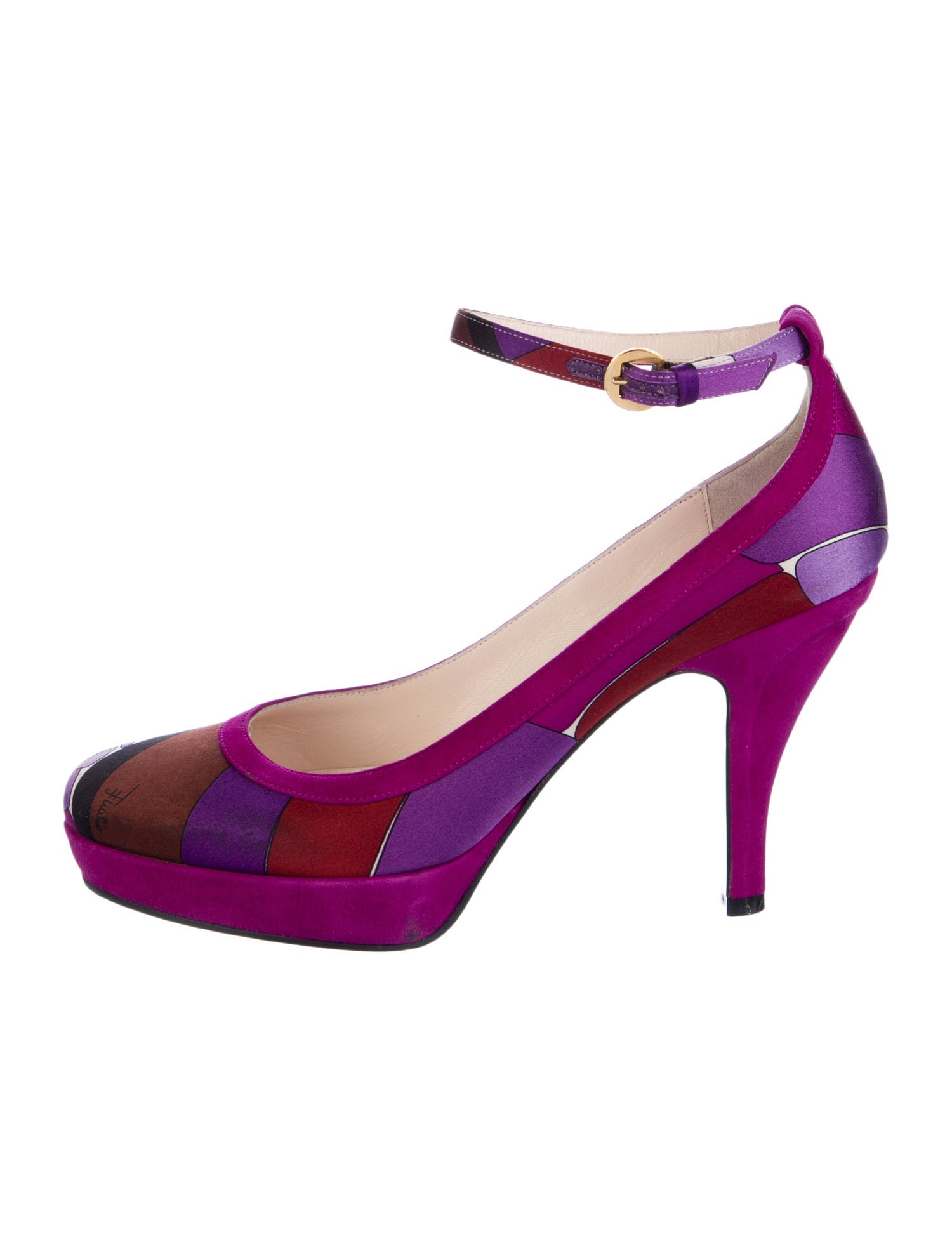 Emilio Pucci Suede Colorblock Pattern Pumps