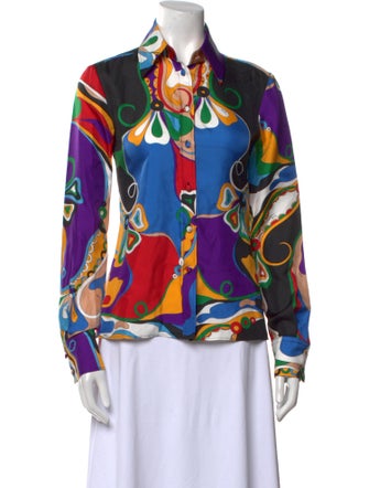 Emilio Pucci Silk Printed Button-Up Top