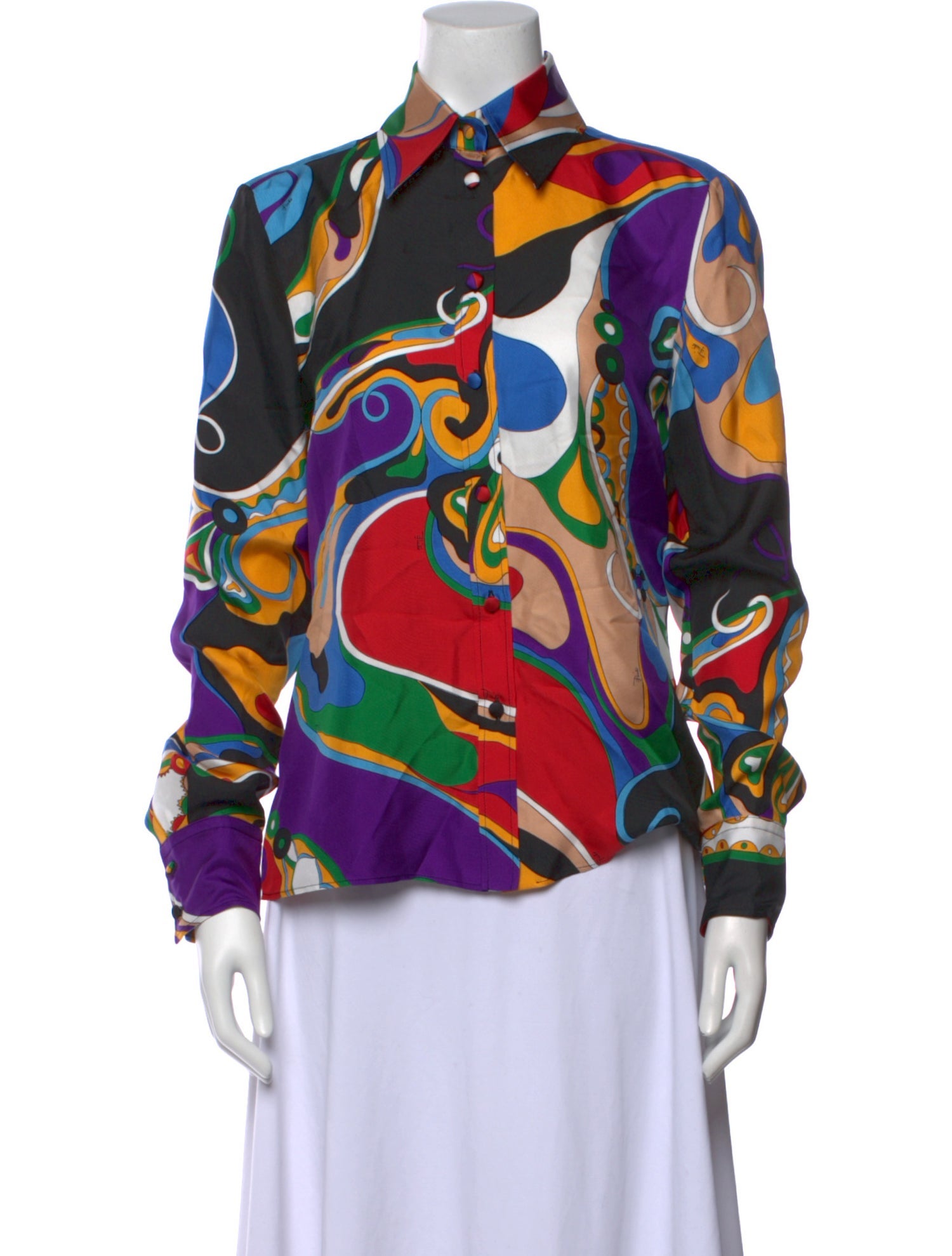 Emilio Pucci Silk Printed Button-Up Top