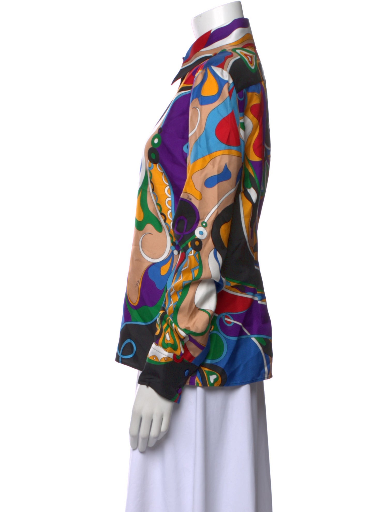 Emilio Pucci Silk Printed Button-Up Top