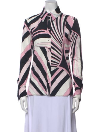 Emilio Pucci Printed Long Sleeve Button-Up Top