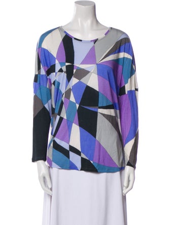 Emilio Pucci Printed Bateau Neckline Blouse