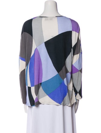 Emilio Pucci Printed Bateau Neckline Blouse