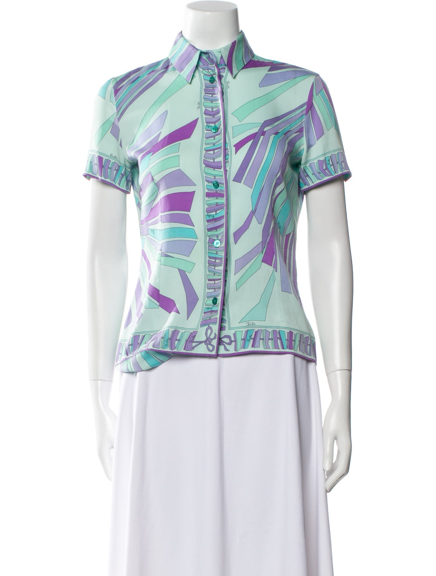 Emilio Pucci 1990's Silk Button-Up Top